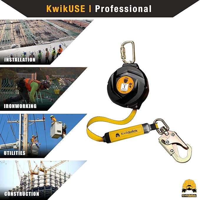KwikSafety - 6' mini Mamba Self Retracting Lifeline [NO Tangle Web] Class 1 Retractable Safety Lanyard SRL ANSI OSHA