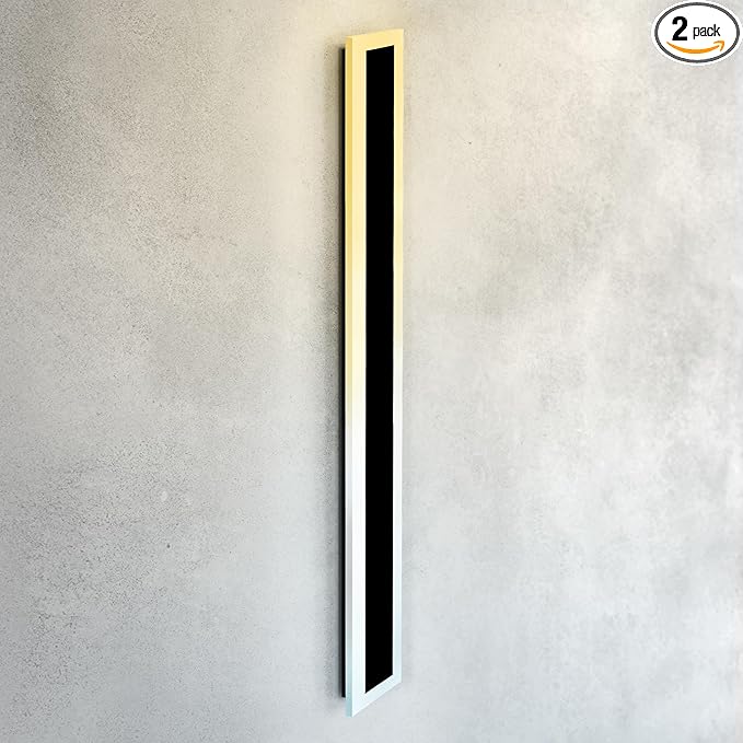 ASD LED 72" Long Wall Mount Light Fixture, Outdoor & Indoor Linear Sconce | 3CCT, Dimmable, Waterproof, Anti-Rust, ETL Listed | 40W 3570LM 3000-5000K 100-277V | Exterior Porch Lighting | Black, 2 Pack