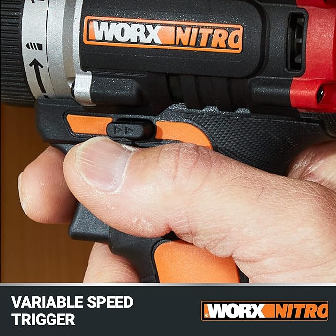 Worx Nitro 20V Cordless 1/2" Drill Driver With Brushless Motor, Compact & Lightweight Set Only 6" and 3 lbs., Power Share Compatible WX130L.9 Tool Only