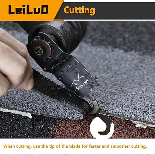 LEILUO 4 Pcs Oscillating Multi tool Hook Knife Blade for Carpet Roof Shingles Soft Materials Universal Oscillating Tool Accessory with Storage Bag Compatible with DeWalt Dremel Milwaukee and More