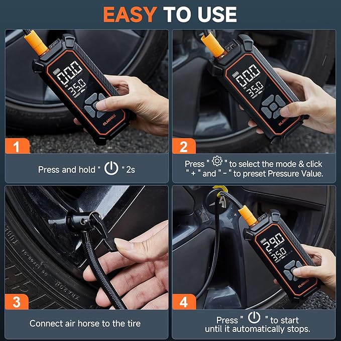 OlarHike Cordless Tire Inflator Portable Air Compressor, Air Pump for Car Tires, SUV, Pickup Truck, Bike, Motorcycle, Balls, Electric Pump with LED Light, Digital Pressure Gauge&Auto Shut-Off