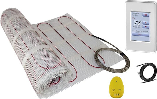 60 Sqft Warming Systems 120 V Electric Tile Radiant Floor Heating Mat with WiFi Touch Screen Programmable Thermostat. Includes Installation Monitor and Floor Temperature Sensor