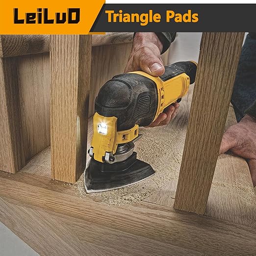 LEILUO 127 Pcs Oscillating Tool Sanding Pad Kit 2Pcs 3-1/2 Inch Triangle Sanding Pads 2Pcs Fingertip Sand Pad 120Pcs Sandpaper 3Pcs Adapters Compatible with DeWalt Dremel Milwaukee and More