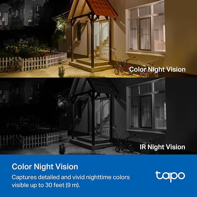 Tapo by TP-Link Wireless Outdoor Security Camera, 1080P, Up to 180 Days Battery Life, Free Person Detection, SD/Cloud Storage, Spotlight Color Night Vision, Alarm, No Hub Needed, Black, C403