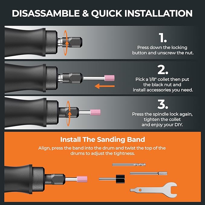 Crafting Tool Combo Kit - Mini Rotary, Airbrush Gun with Compressor for Sanding, Carving, Engraving, Painting, 20V Power Share Battery and 45-Piece Accessories Included
