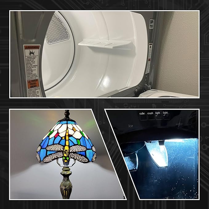 Dryer Light Bulb 120V 10W 25W 40W Equivalent WE05X20431 WP22002263 Appliance Bulb E12 Candelabra Base 2W 300lm 6000K Daylight White for Dryer Drum Water Ice Dispenser Refrigerators Bulb, 2 Pack