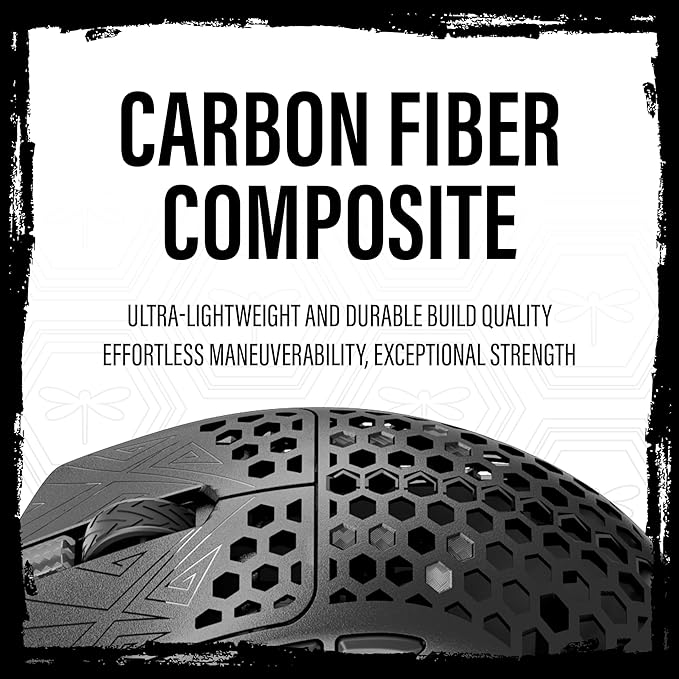 Arbiter Akitsu 8K Carbon Fiber Composite Gaming Mouse - Ultra-Light 38g, Wireless, 26k DPI, USB-C Fast Charging, 60Hr Battery Life, 8k Polling Rate, PIXART 3395 Sensor, LCD Display