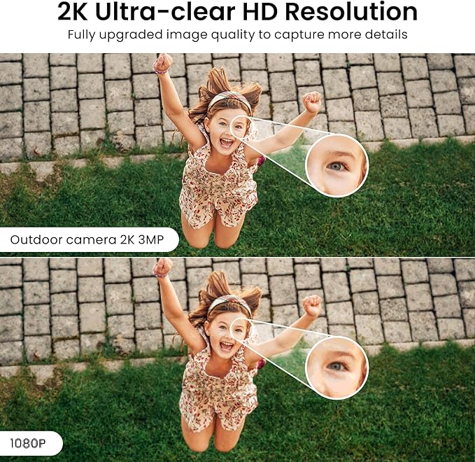 2K Cameras for Home Security-Outdoor/Indoor Camera for Dog/Cat/Pet/Nanny/Baby, Color Night Vision, White Light, Siren, 24/7 SD Recordings, Works with Alexa/Google Home, C1 (C1-White-3pack-2.4G)