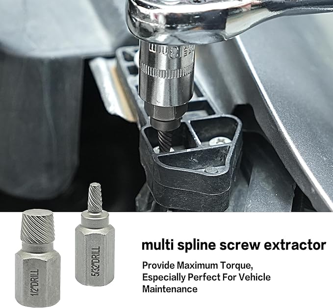 35-Piece Helical Screw Puller Bolt Puller Kit, Easy Removal Kit with Left Hand Drill Bit Multi-spline Puller for Stripping Damaged, Studs, Rusty, Fillet Bolts, Nuts and Screws Screw Remover