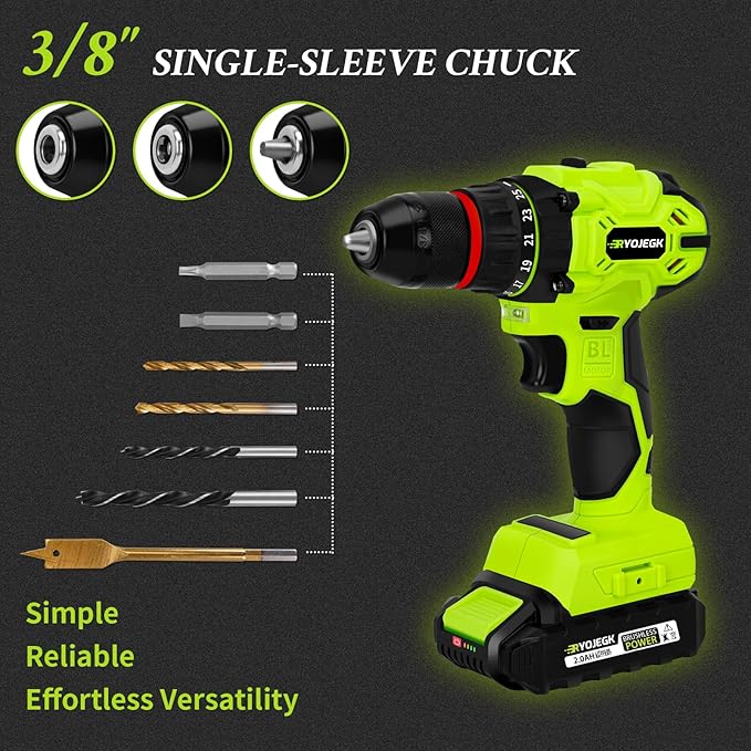 Home Tool Set with Brushless Drill, 20V 119PCS Cordless Drill Tool Box with Battery, Tool Kit with Drill for Men & Woman, 24+1 Keyless Metal Chuck Brushless Drill Set for Household Repair Kit