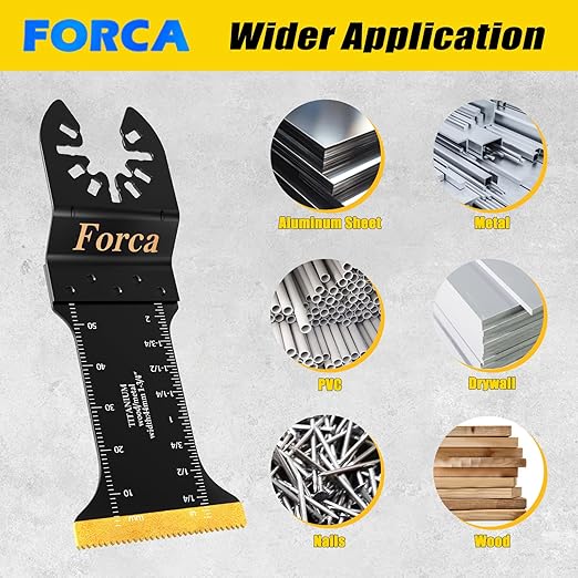 FORCA 25pcs Titanium Oscillating Tool Blades, Universal Multitool Blades for Metal Wood Cutting, Oscillating Saw Blade Kit for Dewalt Bosch Milwaukee Ryobi