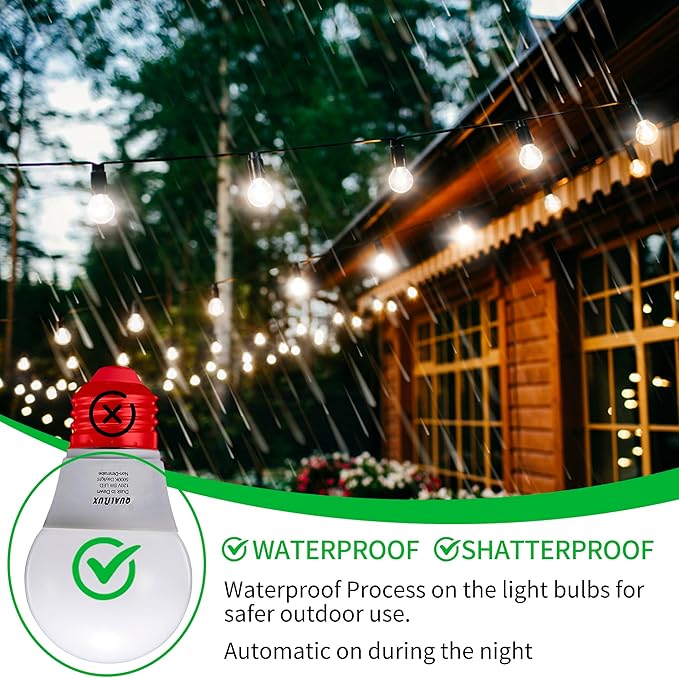 A15 Small Dusk to Dawn Light Bulbs Outdoor 450LM, Daylight, 5W=40W, Auto On/Off Non-Dimmable Replacement LED Bulb for String Lights, Porch, Patio, Garden, E26 Base, 4-Pack, HQ-H031