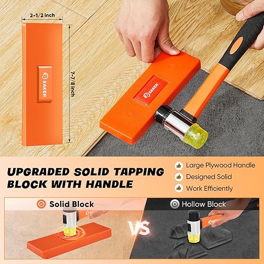 Saker Laminate Flooring Tools, 63-Piece Wood Flooring Installation Kit with 60 Flooring Spacers,Tapping Block, Pull Bar, Rubber Mallet