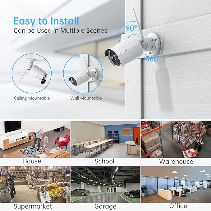 Wireless Security Camera System,SMONET 1080P 8 Channel Home Surveillance DVR Kits with 4pcs 2MP Full HD Cameras 1TB HDD Night Vision Motion Detection Free App for Indoor Outdoor 24/7 Video Recording