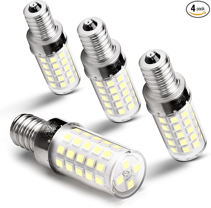 E12 Candelabra LED Light Bulbs 60 Watt Equivalent 6W 6000K Daylight White 550lm E12 C7 T6 Small Base for 120 Volt Chandelier Pendant Ceiling Fan Lighting Table Salt Lamp, Non-dimmable, 4 Pack