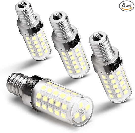 E12 Candelabra LED Light Bulbs 60 Watt Equivalent 6W 6000K Daylight White 550lm E12 C7 T6 Small Base for 120 Volt Chandelier Pendant Ceiling Fan Lighting Table Salt Lamp, Non-dimmable, 4 Pack