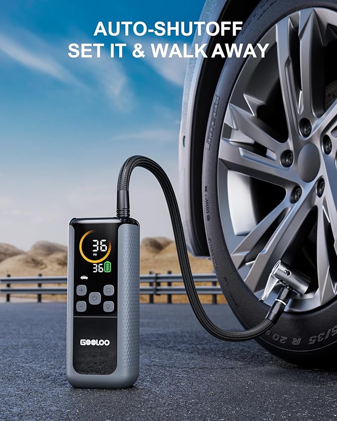 GOOLOO GT160 DUAL Tire Inflator Portable Air Compressor, 4X Faster Dual Cylinder & Upgraded Color LED Screen Portable Air Pump for Car Tires, Auto Shut-off Electric Bike Tire Pump with Pressure Gauge