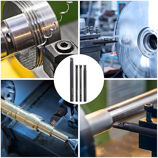 14 Pcs Indexable Lathe Turning Tool Set,4 Pcs Lathe Turning Tool Holder S07K/S08K/S10K/S12M-SCLCR06 and 10Pcs CCM21.51/CCMT060204 Carbide Inserts