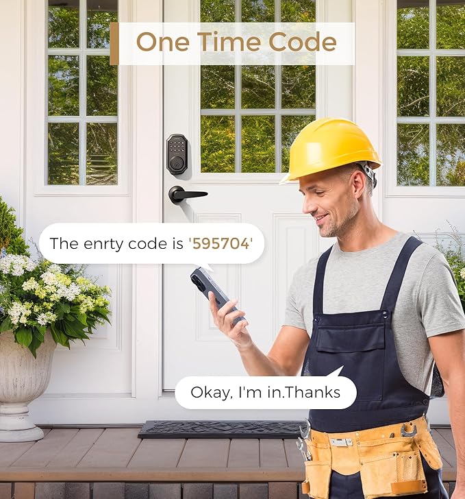 Keyless Entry Door Lock with 2 Handle Set - Smart Electronic Keypad by App - 100 User Codes & One-Time Passcode - Front Door Lock Set - Auto-Lock Front Door - Easy Install