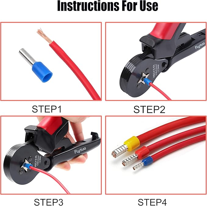 Wire Ferrule Crimping Tool for AWG28-10, Mini HSC8 6-4A Self-adjustable Ratchet Crimper for Wire Terminals Cables End-sleeves