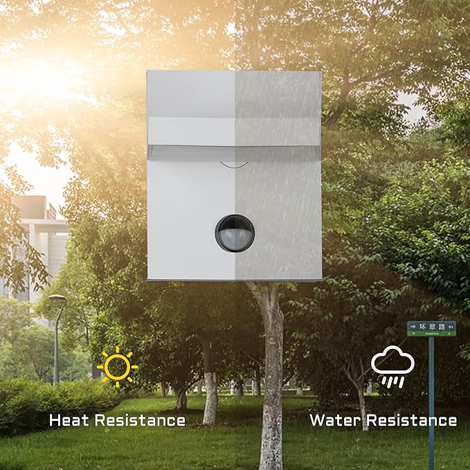 Lustrlach Motion Sensor Outdoor Wall Light White Modern Exterior Porch Light Fixture Waterproof Sconce with Adjustable Lamp Head for House Patio Front Door Garden,3000K