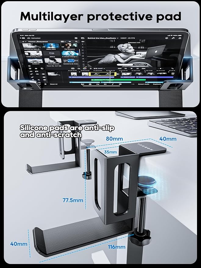 NODOCA Vertical Laptop Stand, MacBook/PC Stand with Headphone Holder, Desk Side Storage Rack for MacBook/Surface/Samsung/HP/Dell/Chrome Book - Black
