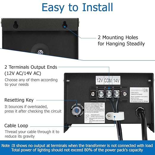 SUNVIE 300W Low Voltage Transformer for Landscape Lighting with Timer and Photocell Sensor Waterproof Power Supply for Landscape Lights Path Lights Outdoor Spotlight 120V AC to 12V /14V AC(ETL Listed)