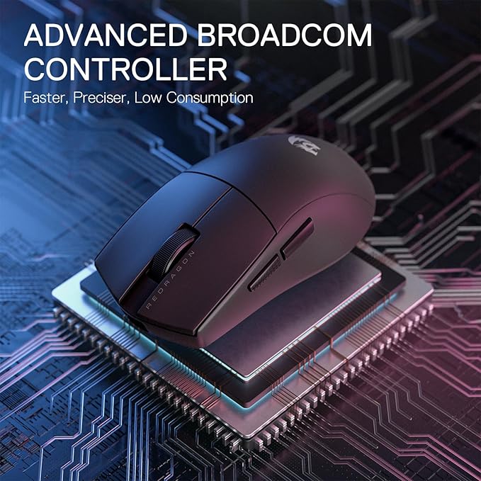 Redragon M922 PRO 3-Mode Wireless Gaming Mouse, 51G Ultra-Light 26K DPI Mouse w/Ergonomic Natural Grip Build, Full Programmable Buttons, Software Supports DIY Keybinds & DPI