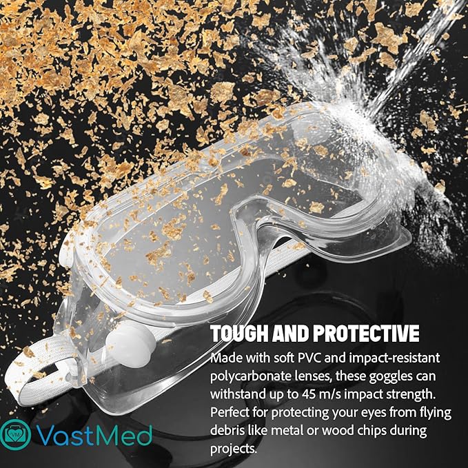 Anti-Fog Protective Safety Goggles Glasses Clear Lens Wide-Vision Adjustable Dust Goggles that Fit Over Glasses