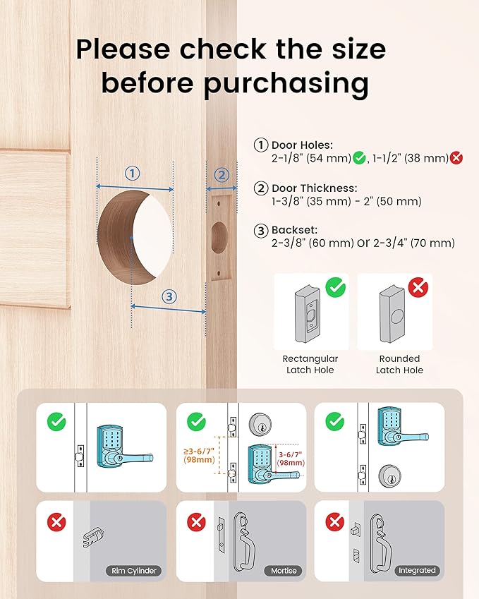 Keyless Entry Door Lock with Keypad and Handle for Front Doors, Touchscreen Deadbolt, Anti-peep Password, Auto-Locking, Matte Black