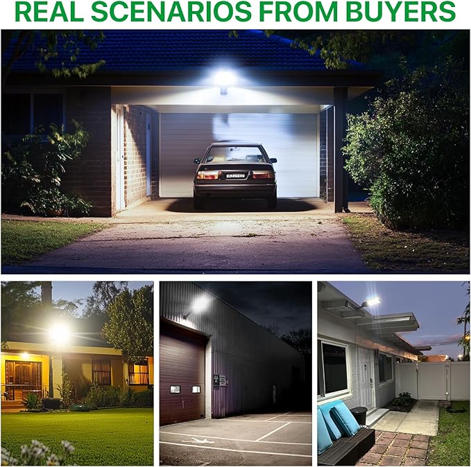 Kifflux Solar Lights Outdoor Waterproof - Solar Street Lights Outdoor Dusk to Dawn, 6500K Powered Security Flood Light with Motion Sensor, Wide Angle Parking Lot Light for Outside, Yard(2 Pack)