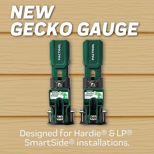 Pactool Universal Gecko Gauge Siding Tool – One-Person Installation for Hardie® Fiber Cement & LP® SmartSide® Engineered Wood, Durable Grip, Heavy-Duty Support for 12’ & 16’ Planks