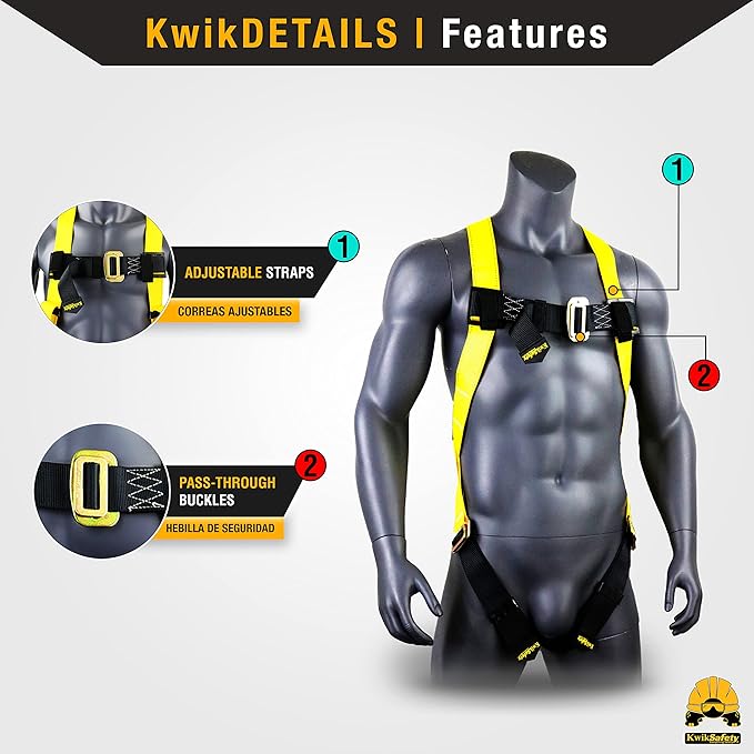 KwikSafety - Charlotte, NC - TORNADO Fall Protection Safety Harness [Full Body Single D-Ring] Construction ANSI Tested OSHA