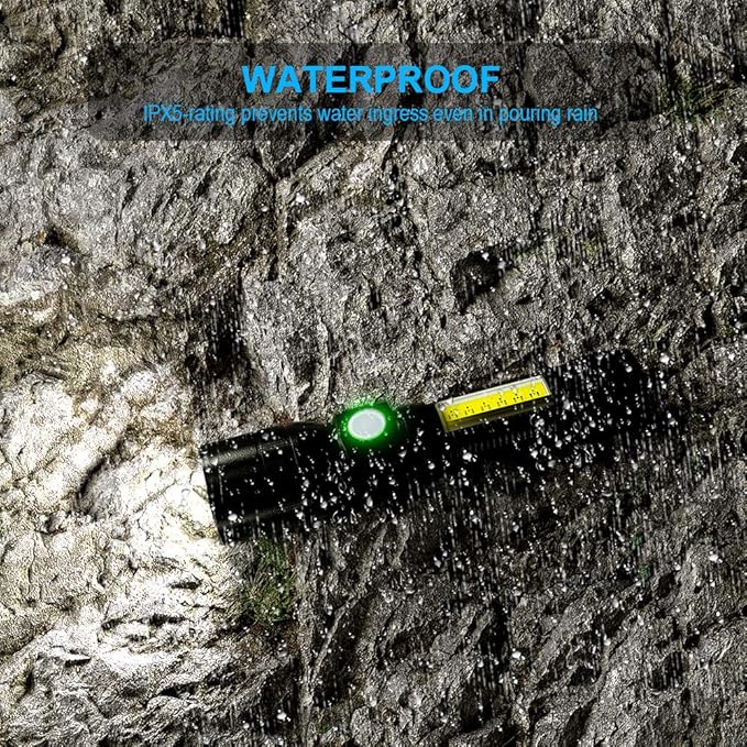 UV Flashlight Blacklight, USB Rechargeable Flashlights Magnetic Flashlight with ‎SideLight, Black Light, COB Work Light, Zoomable, Waterproof Worklight, Pet Urine,1 Pack