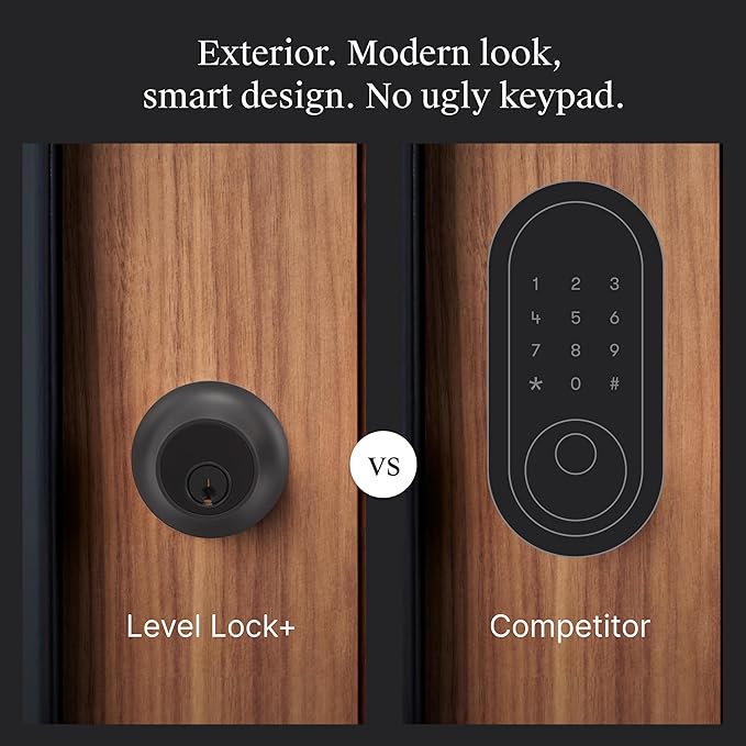 Level Lock+ WiFi Deadbolt Smart Lock - World's Smallest Smart Lock Plus Apple Home Key - Lock/Unlock Anywhere - Level App for iOS & Android - Works with Apple Home, Alexa, Google Home (Matte Black)