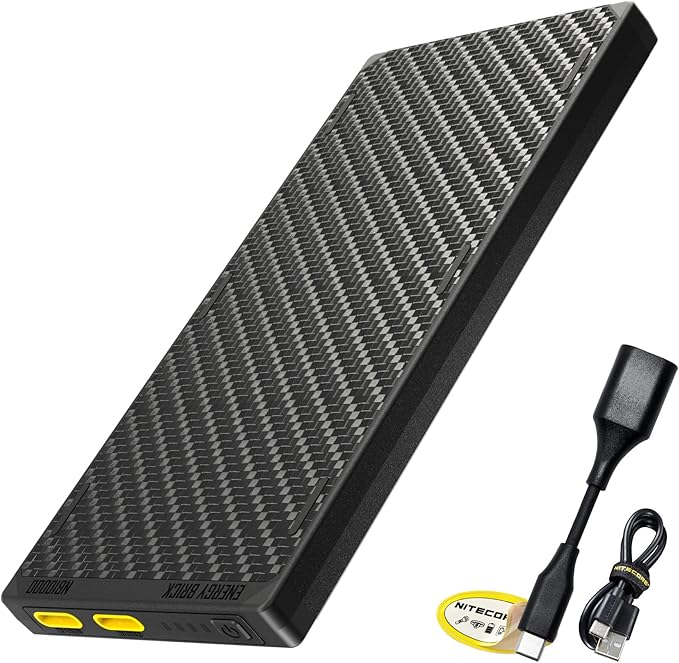 Nitecore NB10000 Gen III (Gen 3) Ultra-Slim Power Bank, 10000mAh QC Quick-Charge Dual USB-C Ports for Phones, Flashlights and Headlamps, with USB-A Adapter, Charging Cable Sticker