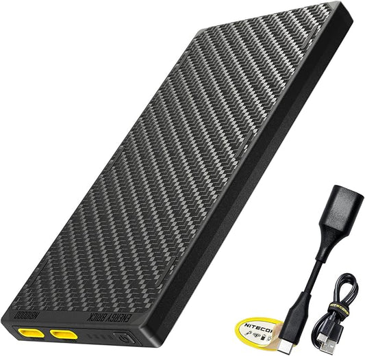 Nitecore NB10000 Gen III (Gen 3) Ultra-Slim Power Bank, 10000mAh QC Quick-Charge Dual USB-C Ports for Phones, Flashlights and Headlamps, with USB-A Adapter, Charging Cable Sticker