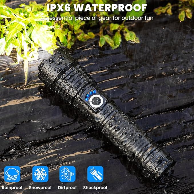 Flashlight Rechargeable 90,000 High Lumens - 3 Pack Bright LED Flash Light with 5 Modes, Handheld Waterproof Linterna for Camping, Home, Outdoor