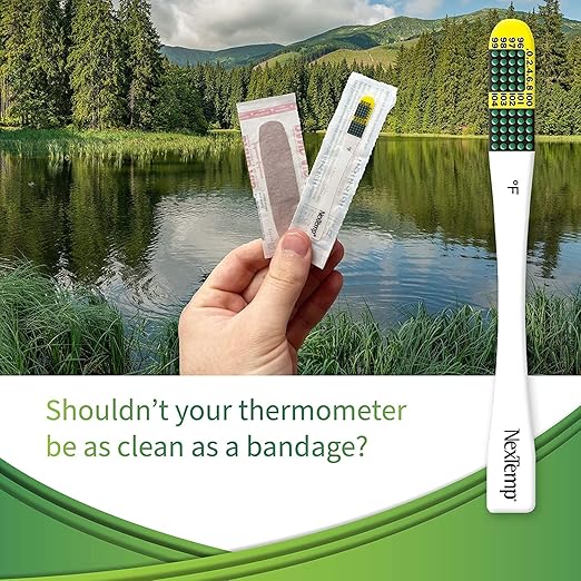 Ultra Single-Use Thermometers - Individually Wrapped Disposable First Aid Supplies with High-Accuracy Readings, for Work, Home, and Travel, Fahrenheit, 24-Pack, by Medical Indicators Inc.