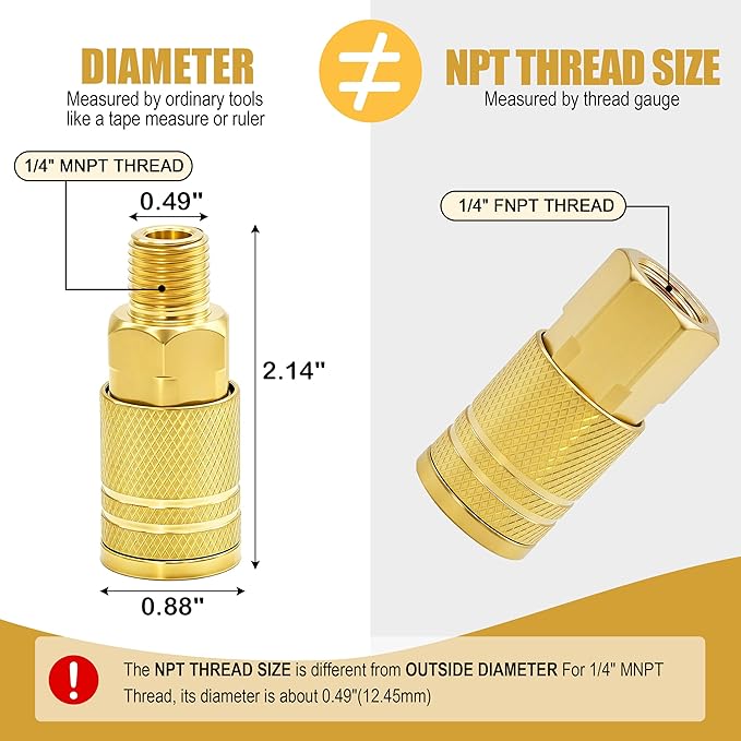 45PCS Air Coupler Plug Kit 1/4”NPT Air Tool Fittings Quick Connect Air Hose Fittings Compressor Accessories Connectors