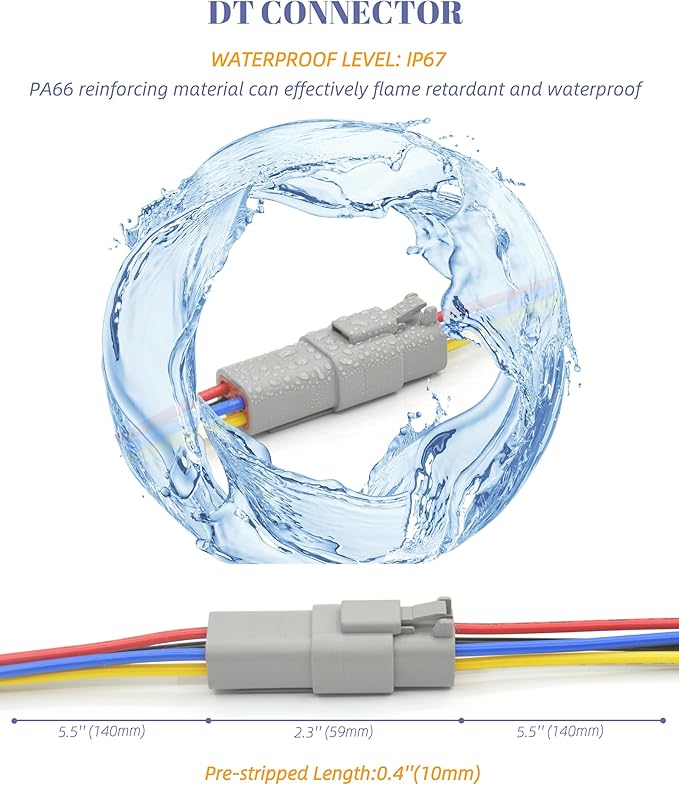 DT 2 Sets 4 Pin Connector Kit Waterproof Electrical Connector 16 AWG Male and Female Automotive Wire Connectors for Car Truck Boat (4 Pin 2 Sets)