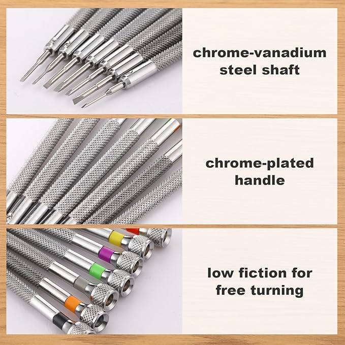 Chumia 8 Pieces Precision Jewelers Screwdriver Set, Micro Watch Repair Screwdriver Set 0.6-2.0 mm for Watch, Eyeglasses, Jewelry Work, Electronics Repair(Flathead)