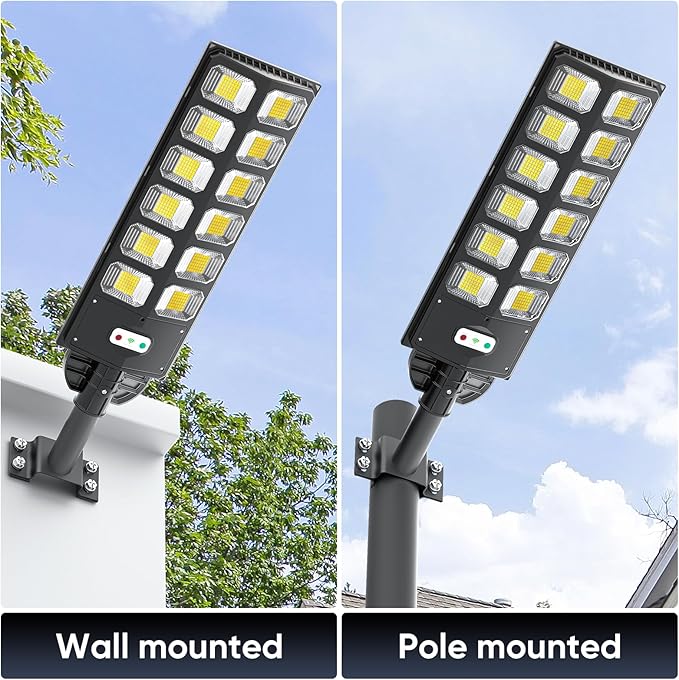 2 Pack Solar Street Lights Outdoor Waterproof, 6500K 504 LEDs Solar Security Flood Lights IP66 Dusk to Dawn for Outside Garden Yard Parking Lot Patio, Front Door Garage