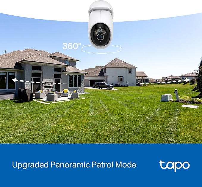 Tapo 4K 8MP Wired Pan/Tilt Outdoor Security Camera, Free Person/Vehicle Detect & 360° Motion Track, Color Night, Local AI, SD/Cloud Storage, Works w/Alexa & Google Home, 2.4 GHz WiFi C560WS