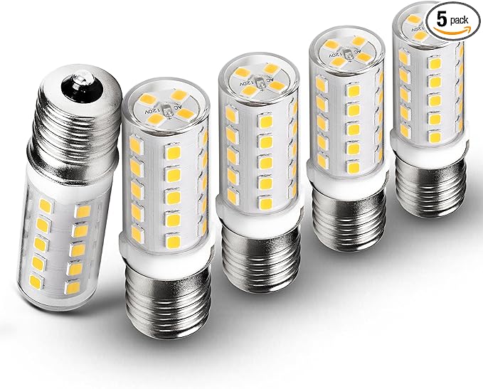E17 Intermediate Base LED Appliance Light Bulb Over Stove 4 Watt Equivalent 40 Watt 4000K Natural White for Chandelier Ceiling Fan Microwave Range Hood Light Bulbs,Non-Dimmable,450lm,5pack