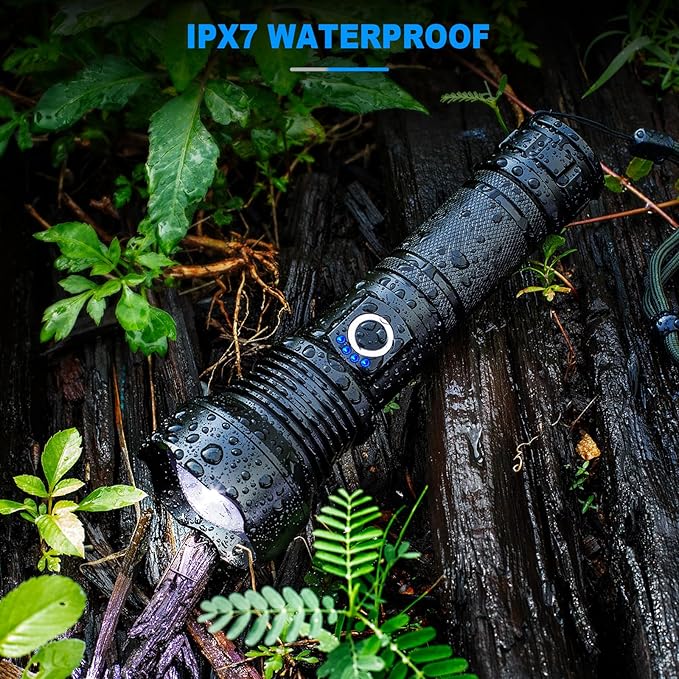 KINGCAESAR Flashlights High Lumens Rechargeable, 2 Pack 90,000 Lumens Super Bright Flashlight, 5 Modes LED Flashlight, IPX7 Waterproof Powerful Flash Light for Home, Outdoor Activities