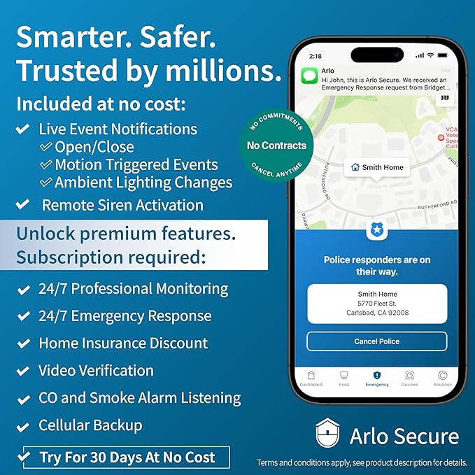 Arlo Home Security Camera & Sensor System - (2) 8-in-1 Sensors + Outdoor 2K (2 Cameras) + Wired Keypad Sensor Hub + Security Tag Bundl - No Contract Cancel Anytime, Alarm System, 24/7 Monitoring