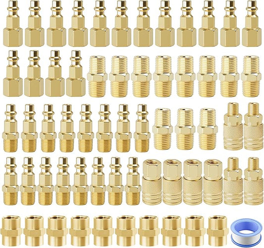 Air Coupler & Plug Kit,62 Pcs 1/4" NPT Air Tool Fittings Set,Quick Connect Air Hose Fittings Air Compressor Accessories