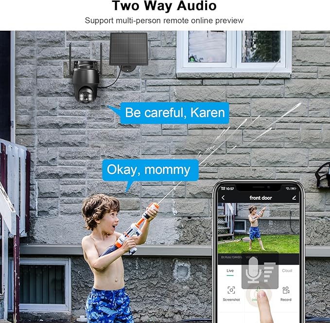 ANRAN 4G LTE Cellular Solar Security Camera Wireless Outdoor,No WiFi 3MP Solar Powered 2K Camera,Color Night Vision,360° Live View,PIR Motion Sensor,2 Way Talk,Black (SIM&SD Card Included)