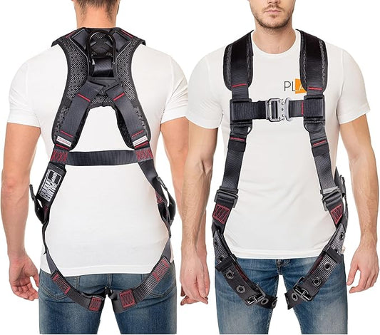Palmer Safety Full Body Harness with 5 Point Adjustment, Dorsal D-ring, Grommet Legs, Two Side D Rings, and Fall Indicators